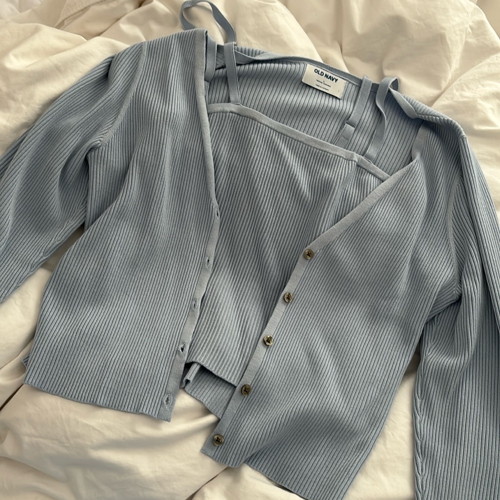 Old navy tank top and cardigan sweater set